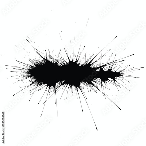Abstract Black Ink Splash on White Background for Creative Design and Art Projects