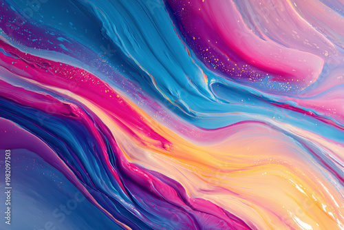Colorful abstract paint strokes with sparkles