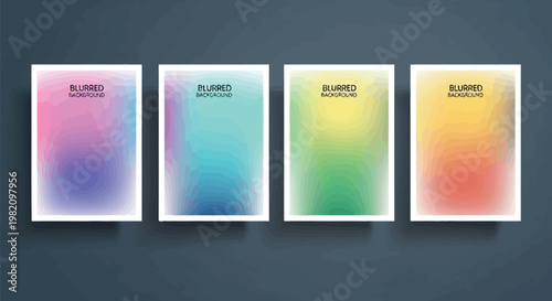 Gradient, colorful backgrounds, blurry effects, vector frames