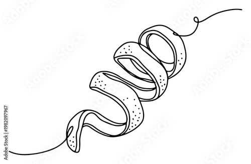 Orange peel spiral twist in continuous line drawing style