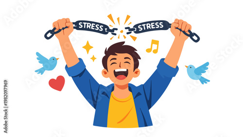 Young Person Laughing While Using Smartphone in Modern Digital Lifestyle Illustration