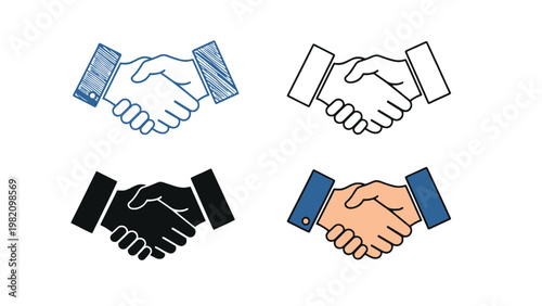 Handshake icon set for business partnership and agreement illustration