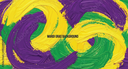 Mardi Gras, colorful swirls, festive background, purple green yellow