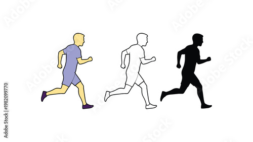 Runner silhouette icon illustration with colorful athletic design elements