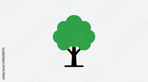 A stylized green tree vector illustration featuring lush summer leaves and a sturdy oak branch isolated on white as an eco-friendly nature symbol for forest environment design