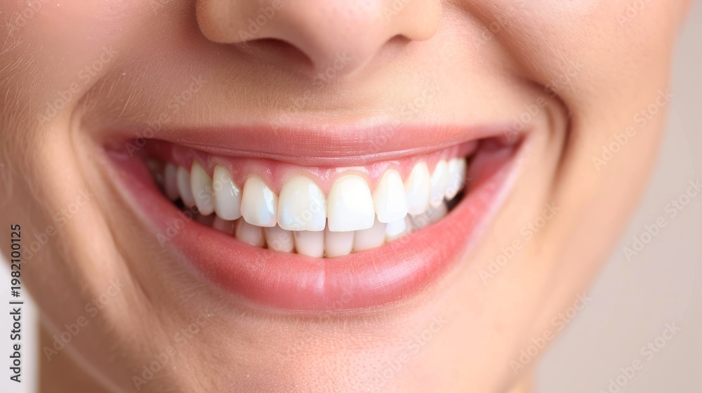 Fototapeta premium Bright smile radiates joy and confidence in a close-up portrait against a soft background