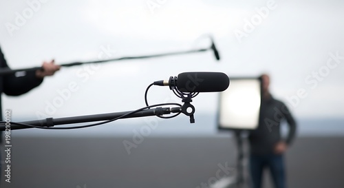 Professional Microphone Capturing Audio on Set.