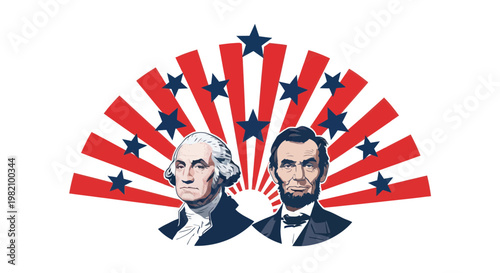 George Washington and Abraham Lincoln, American Presidents, Patriotic Fan Design