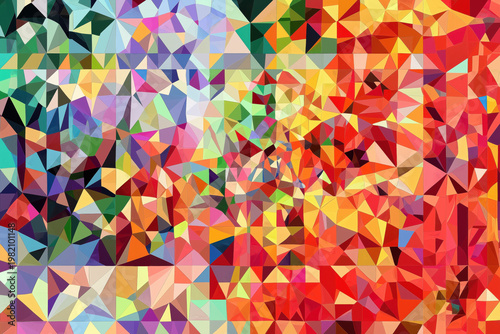 Fragmented geometric explosion of color