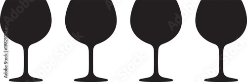 Isolated vector illustration of a black and white wineglass and a glass of champagne representing an abstract liquid symbol for a party celebration or restaurant drink menu