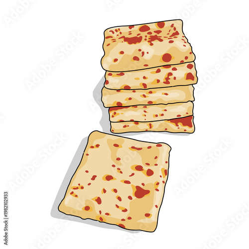 delicious Savory kebab skins stacked on white background 