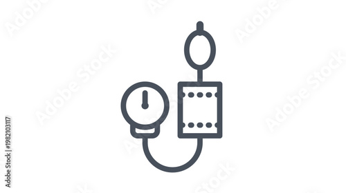 Blood Pressure Monitor Sphygmomanometer Vector Icon Illustration. Minimalist Black Silhouette Symbol for Medical Health Check, Hypertension Monitoring, and Healthcare Diagnostic Equipment.