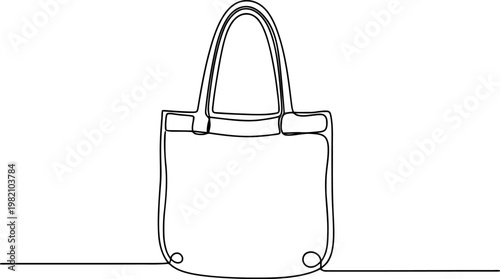 Continuous line drawing Handbag, purse, one line drawing, minimalist fashion icon, black and white