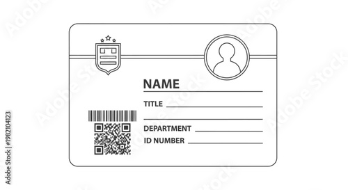 Detailed ID Card Template with QR Code and User Profile, Representing Personal Identification and Data Access in Bright Studio