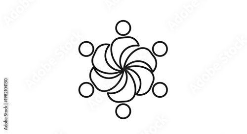Fotografie Abstract circular pattern of people icons, symbolizing teamwork, community, and collaboration, isolated white background