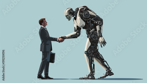 Human Shaking hand  with Robotic AI, Business Partnership Trust