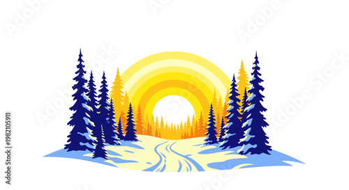 Winter Forest Path Sunrise