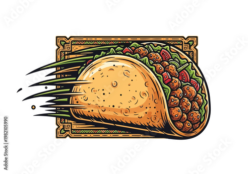 A whimsical and dynamic depiction of a sandwich as a speeding rocket