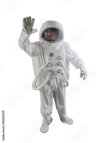 Wallpaper Mural Male astronaut in white space suit standing isolated background full length Torontodigital.ca
