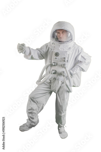Wallpaper Mural Male astronaut in white space suit standing isolated background full length Torontodigital.ca
