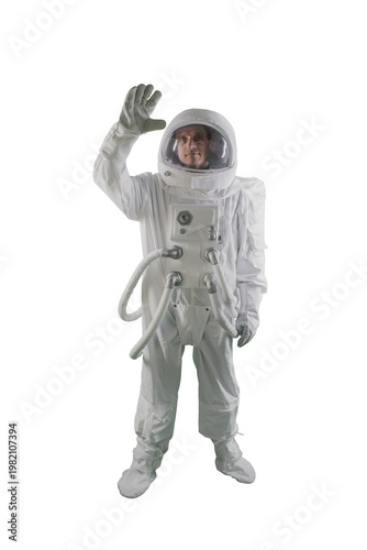 Wallpaper Mural Male astronaut in white space suit standing isolated background full length Torontodigital.ca