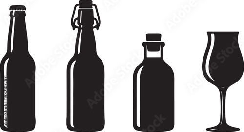 Isolated on a white background, a single blank green wine bottle and glass reflection showcase a full red beverage from a winery