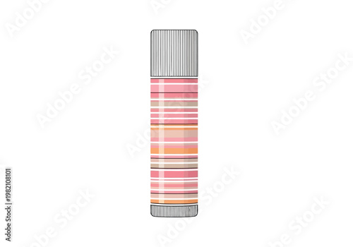 Elegant vertical cylinder with colorful textured bands and brushed metal top and bottom
