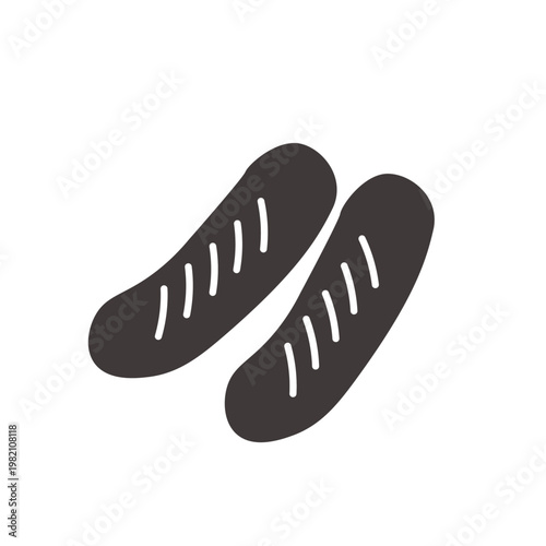 ウインナーのモノクロイラスト　食べ物
お弁当　おかずのイラスト　シンプル　素材　弁当素材　　