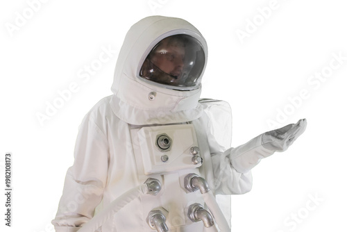 Wallpaper Mural Male astronaut in white space suit standing isolated background full length Torontodigital.ca