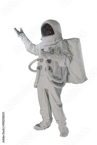 Wallpaper Mural Male astronaut in white space suit standing isolated background full length Torontodigital.ca