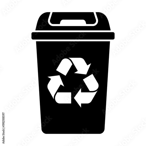 Recycling bin icon with recycle symbol