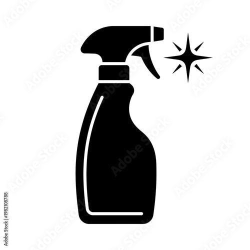 Cleaning spray bottle with sparkling clean icon