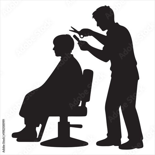 A man getting a haircut from a barber