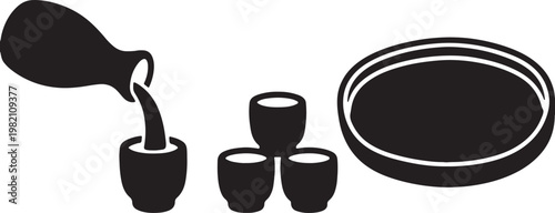Vector illustration of a microphone and set of headphones with a steaming hot coffee cup icon for a cafe breakfast break beverage design