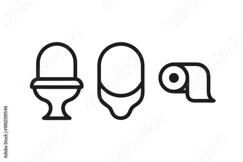 Toilet icons set illustration bathroom sanitation equipment symbol design