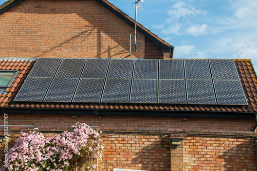 Solar panels on a urban roof top 