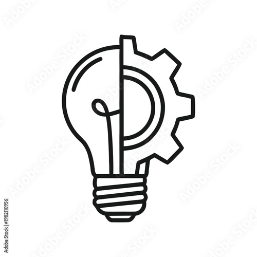 Light bulb with gear icon, symbolizing innovation and mechanics