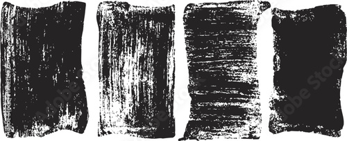 set of grunge black brush strokes artistic paint textures with rough edges and distressed