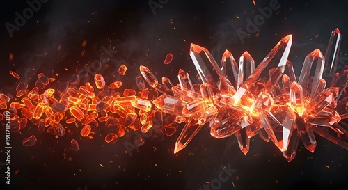 Exploding Crystal Shards and Glowing Lava Fragments
