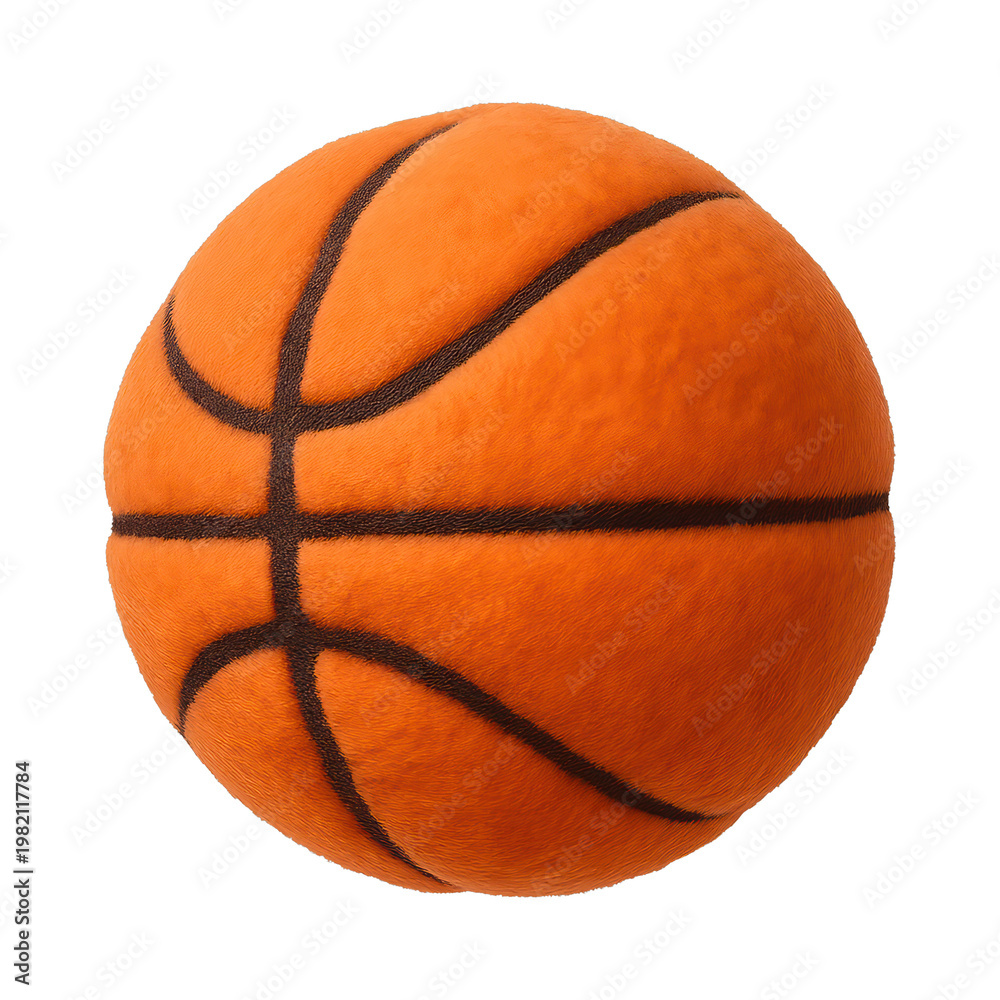 Fototapeta premium PNG Fuzzy basketball with black lines.