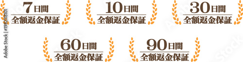 全額返金保証バッジセット シンプル高級デザイン（月桂樹・7日〜90日対応） 
