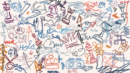 Chess scribbles abstract background
