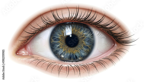 realistic human eye vector illustration with detailed iris on transparent background