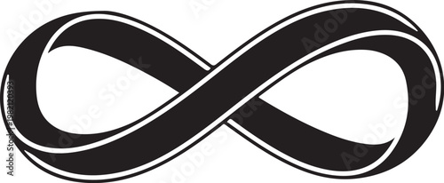 Infinity symbol, black and white vector, loop icon, mathematical sign