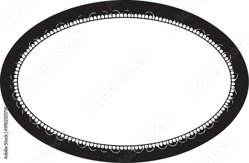 Black oval frame, decorative border, dotted line, vector illustration, graphic element