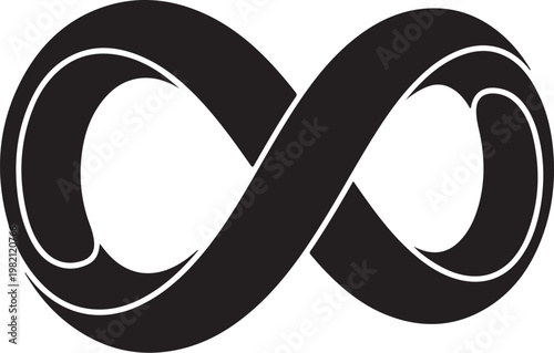 Infinity symbol, black vector icon, white background, simple illustration, mathematical sign