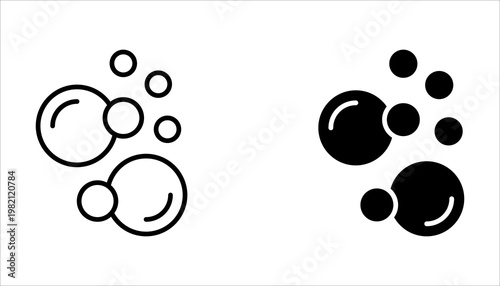 Bubbles line icons set. Soap foam, fizzy drink, oxygen bubble, effervescent effect line icons set, editable stroke. Bubbles and foam icon set.