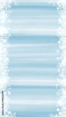 Vertical blue winter background with snowflake borders