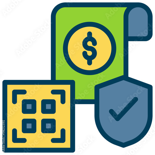 bill receipt pay payment qr scan method secure protect filled outline icon