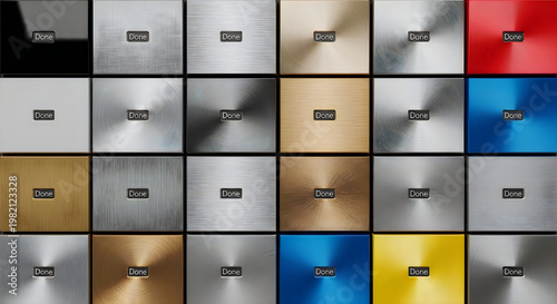 Industrial Metal Material Texture Swatches Grid with Done Buttons